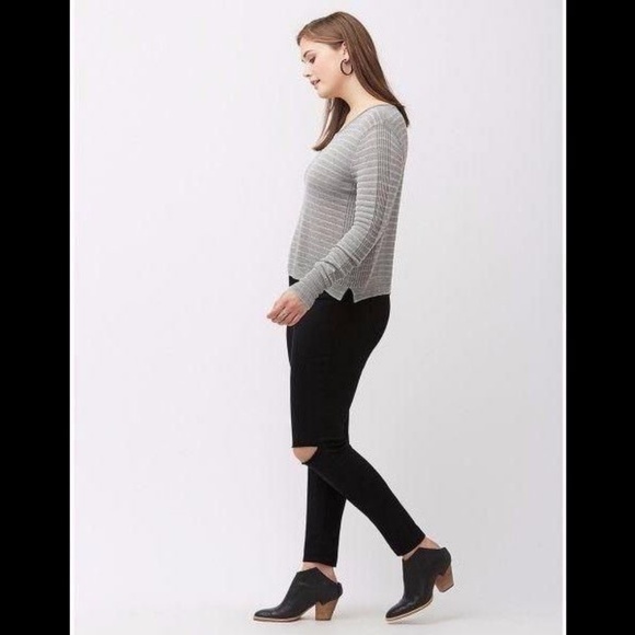 Lane Bryant Metallic Striped Cropped Sweater 18-20 - Picture 2 of 5